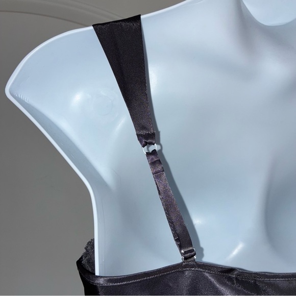 Vtg Victoria's Secret Gray Satin Lace Sequin Trim Long Nightgown Slip Dress L - Picture 8 of 10